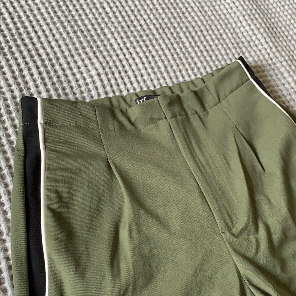 Zara High Waisted Green TRF Pants w Side Stripes S - Picture 3 of 7